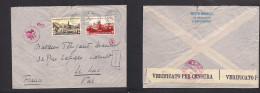 Switzerland - XX. 1943 (15 June) Lausanne - France, Le Luc Multifkd Env. Italy Censored Transit Reverse. XSALE. - Other & Unclassified