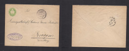 Switzerland - Stationery. 1892 (23 Jan) Bulach - Bregenz, Germany (24 Jan) 25c Green Early Stat Env, Large Size, Depart  - Andere & Zonder Classificatie