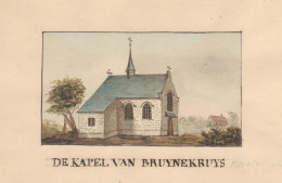 Mechelen  " Oude Aquarel Tekening Color - De Kapel Van Bruynekruis  - Postkaart Formaat Oud - Mechelen