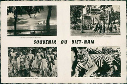 VIETNAM - SOUVENIR - 4 VIEWS - CAP SAINT JACQUES / GIADINH TEMPLE - GROUPE DE MOIS / TIGER - 1950s (18364) - Vietnam