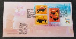 Singapore Year Of The Ox 2009 Lunar Chinese Zodiac (FDC *Hong Kong O/P - Singapour (1959-...)