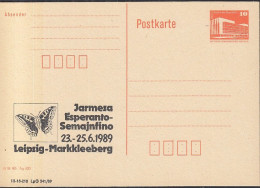 DDR PP 19 II, Ungebraucht, Jarmeza Esperanto, Leipzig-Markkleeberg, 1989, Schwalbenschwanz - Private Postcards - Mint