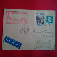 LETTRE PARIS NICE LIGNE POSTALE AERIENNE POUR MARSEILLE - Storia Postale