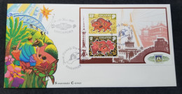 Singapore Year Of The Ox 1997 Lunar Chinese Zodiac Butterfly Orchid Great Wall (FDC) *China Shanghai O/P - Singapur (1959-...)