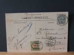 FRANCE/237   CP FRANCE 5C BLANC POUR LA SUISSE TAXEE 1905 - 1900-29 Blanc