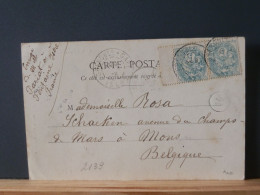 FRANCE/239   CP FRANCE 10C BLANC POUR LA BELG. 1903 TIMBRES PAIRE BORD DE FEUILLE - 1900-29 Blanc