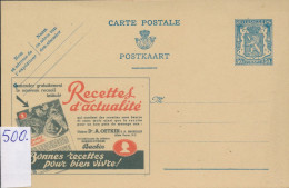 BELGIUM PPS 50C BLUE "SCEAU D'ETAT" SBEP PUBLIBEL 500 UNUSED - Werbepostkarten