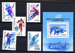 URSS SU 1988, Yvert 5474/8, BF 197, J.O. Calgary, 5 Valeurs Et 1 Bloc, Neufs / Mint. R045bloc - Neufs