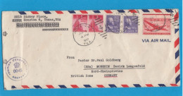 LETTRE PAR AVION DE HOUSTON POUR MONHEIM,ALLEMAGNE,OUVERTE PAR LA CENSURE ANGLAISE,1947. - 2c. 1941-1960 Cartas & Documentos