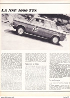Feuillet De Magazine NSU 1000 TTS 1968 - Voitures