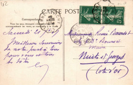 N°2101 W -cachet Convoyeur Vichy à St Etienne 1907- - Railway Post