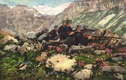 MILITARIA, ILLUSTRATION, SOLDIERS, MOUNTAIN, 1914 OCCUPATION OF THE BORDERS, SWITZERLAND, POSTCARD - Altri & Non Classificati