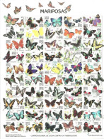 Mexico 2017 Butterflies Set Of 50 Stamps In Sheetlet / Block MNH - Mariposas