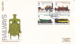 GB Engeland 1975 FDC  Sc#749-752 Yvert 760/763 Stockton - Darlington First Steam Passenger Railway Train Blackburn - Treni