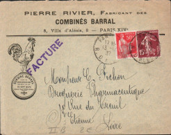 AFFRANCHISSEMENT COMPOSE SUR LETTRE A EN TETE DE PARIS 1937  COQ - Postal Rates