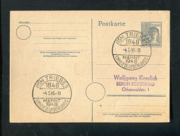 "ALL. BESETZUNG" 1948, SSt. "TRIEBES, Einheit Deutschlands" Auf Postkarte (R1233) - Ganzsachen