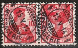 Schweiz Suisse 1909: Kehrdruck HELVETIA 10+10 Tête-bêche Zu K4 / Mi K6 Mit Voll-⊙ YVERDON 15.V.14  (Zu CHF 27.00) - Tete Beche