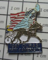 313G Pin's Pins / Beau Et Rare / ANIMAUX / CHEVAL TROTTEUR 1987 OURASI PRIX D'AMERIQUE STATUE DE LA LIBERTE - Animaux