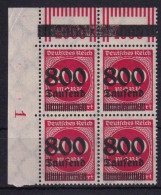 Deutsches Reich 303 C W Eckrand Links Unten 4er Block Ziffern Im Kreis 800 Tsd** - Other & Unclassified