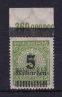 Deutsches Reich 333 C W Oberrand Wertangabe Im Kreis 5 Mrd Auf 4 Mio M ** - Autres & Non Classés