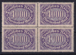 Deutsches Reich 255 4er Block Ziffern Im Queroval 4000 Mark Postfrisch - Other & Unclassified
