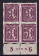 Deutsches Reich 183 B Unterrand 4er Block Mit HAN  Ziffern 50 Pf Postfrisch - Other & Unclassified