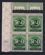 Deutsches Reich 310 C W Eckrand Links Oben 4er Block Ziffern 2 Mio Auf 300 M ** - Autres & Non Classés
