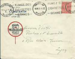 FRANCE LETTRE ILLUSTREE 50c LYON ( RHONE ) POUR LYON DE 1932  AUTOMOBILE , TABAC LETTRE COVER - 1921-1960: Période Moderne