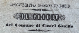 CASTEL GUELFO 21 GENNAIO 1846 - LETTERA DI SANTE TONTI PRIORE PER IL CAMBIO DEI MEDICI DELLE CONDOTTE COMUNALI - Documents Historiques