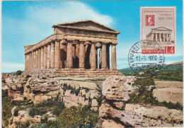 San Marino -Carte Maximum Agrigento  TEMPLE DE LA CONCORDE  OBLIT2RATION ORDINAIRE DU 11.03.1960 - Altri & Non Classificati