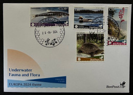 Lithuania 2024 Water Flora And Fauna Bird Turtle Fish Orchid Europa BeePost Set Of 4 Stamps FDC - Litauen