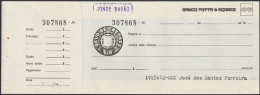 Portugal, Cheque - Banco Totta & Açores. Conde Barão, Lisboa -|- Selo Do Cheques $10 - Assegni & Assegni Di Viaggio