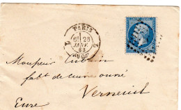 Paris - Env Sans Corr Affr N° 22 Obl Losange L (gd Logement) - Tàd Type 1526 L(60)L - 1849-1876: Periodo Classico