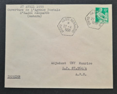 Algérie,  Timbre De France N °1115A Oblité De HASSI MESSAOUD (Sahara) Du 27/4/1959. Ouverture De L'agence Postale. - Briefe U. Dokumente