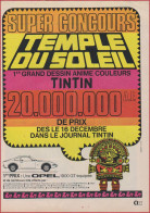 Super Concours Tintin. Temple Du Soleil. Pour La Sortie Du Film Au Cinéma. Hergé. 1969. - Reclame