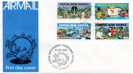 Papua New Guinea, FDC, 1980, Michel 381 - 384, Admision To UPU - Papua Nuova Guinea
