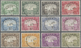 Aden: 1937 'Dhows' Complete Set Of 12, All Except 9p. (other Date) Used With "AD - Jemen