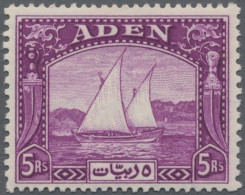 Aden: 1937 'Dhow' 5r. Bright Aniline Purple, Mint Lightly Hinged, Fresh And Fine - Jemen