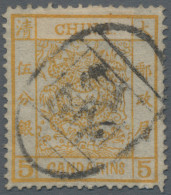 China: 1878, Large Dragon Thin Paper 5 Ca. Yellow Cancelled Full Strike Of Large - Sonstige & Ohne Zuordnung