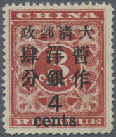 China: 1897, Red Revenue 2 Cents / 3 C., Unused Mounted Mint First Mount LH (Mic - 1912-1949 Republik