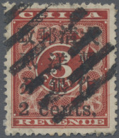 China: 1897, Red Revenue 2 Cents / 3 C. Cancelled Black Pa-Kua (Michel €500) - 1912-1949 Republiek