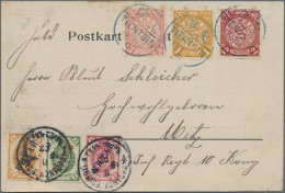 China: 1898, Coiling Dragon 1 C., 2 C., 5 C. Salmon Tied "Tientsin 12 Mar 01" To - 1912-1949 Republik