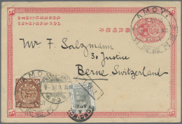 China - Postal Stationery: 1897, Card ICP 1 C. Uprated Coiling Dragon 4 C. Tied - Cartes Postales