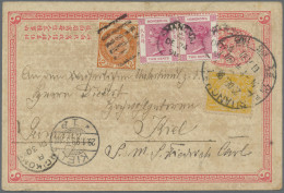 China - Postal Stationery: 1897, Card ICP 1 C. Uprated Litho Dragon 1 C., 2 C. C - Postcards