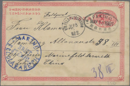 China - Postal Stationery: 1897, Card ICP 1 C. (2): Send As German Field Post, C - Postkaarten