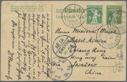 China - Incomming Mail: 1910, Swiss Postal Stationery 5 C. With 5 C. Tied To "ER - Otros & Sin Clasificación