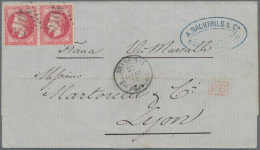 China - Foreign Offices: France, 1870, Empire Laure 80c. Rose, Horizontal Pair W - Other