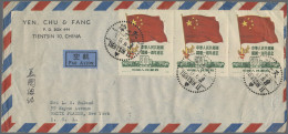China (PRC): 1950, Peace Set (C5, Pairs), Inauguration Of Govt. (C4) $1000 (2), - Brieven En Documenten