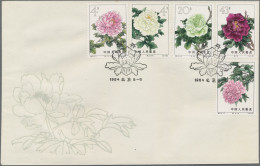 China (PRC): 1964, Peonies Set (S61) On Three Unaddressed Cacheted FDC Of China - Storia Postale