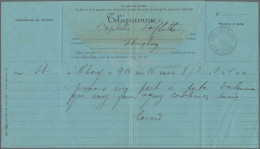 French Indochine: 1895 Telegram Form (blue) Dated '8th Mars 1895' Addressed To K - Briefe U. Dokumente